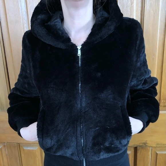 Faux  Fur Bomber Jacket - Picture 1 of 15